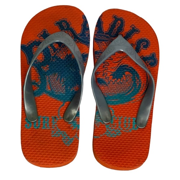 The Children’s Place 1” Platform Thong Flip Flops Orange & Blue Size 1-2 Unisex - Picture 1 of 3